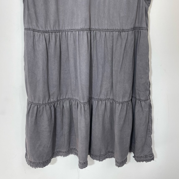 Anthropologie Dark Gray Jenee Tiered Tunic Dress L Large Summer Swing Pockets - Picture 8 of 16